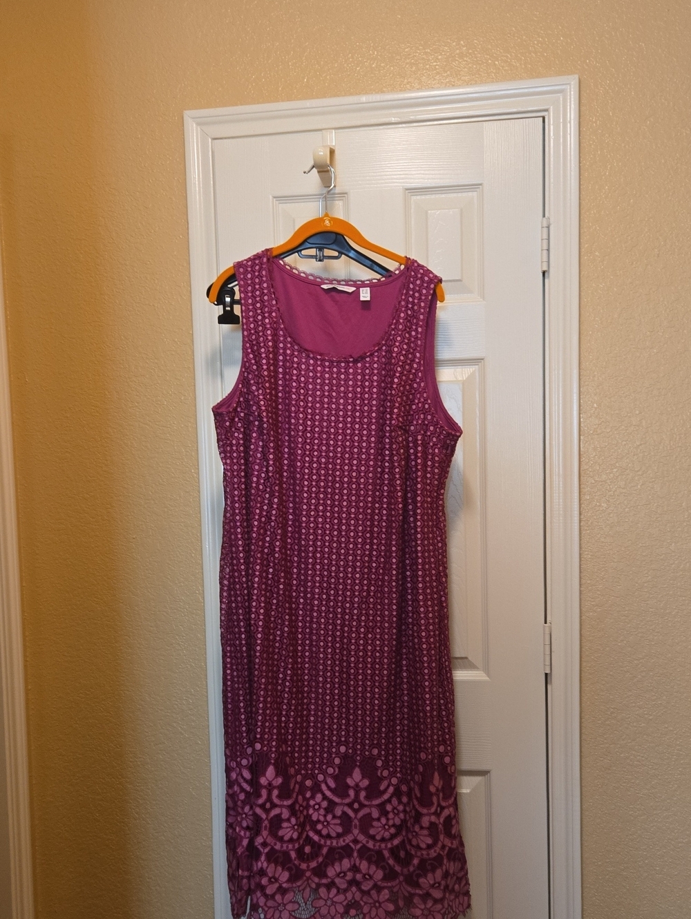 Sleeveless Floral Border Tank Dress in Deep Plum